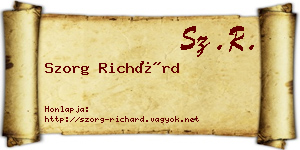 Szorg Richárd névjegykártya